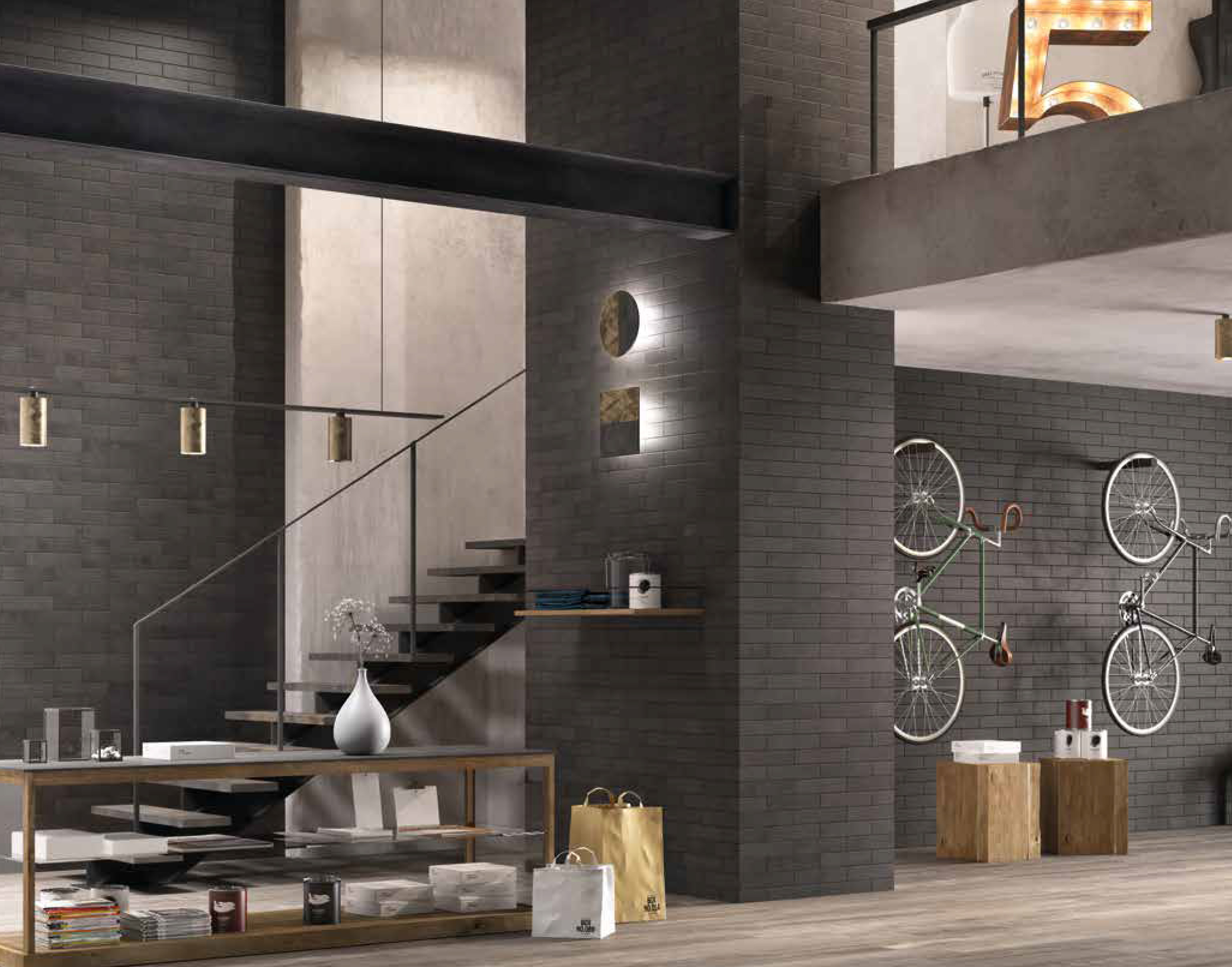 Landmark-Ceramics_Porcelain-Bricks_Brick-World-Soho_Black_3X12_Roomscene