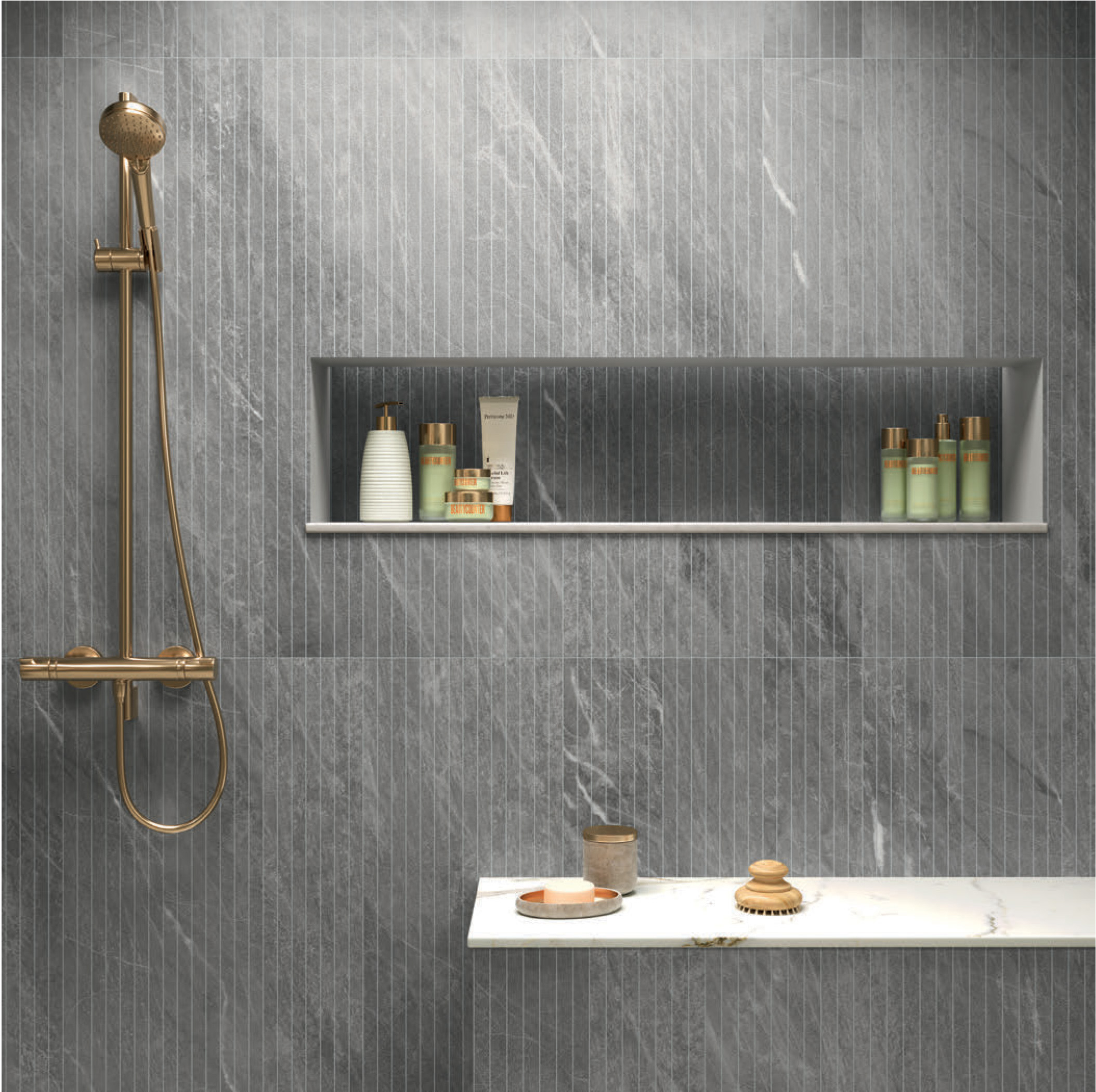 AtlasConcordeUSA_LegacyMarblestone_Steel_DominoMosaic_Matte_Roomscene