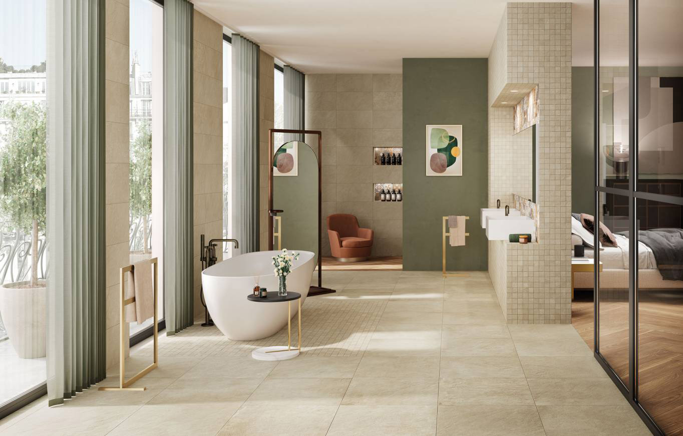 Landmark-Made.In-HeritageBeige-Floor-24x24-Wall-2x2-Mosaic-Matte-Roomscene