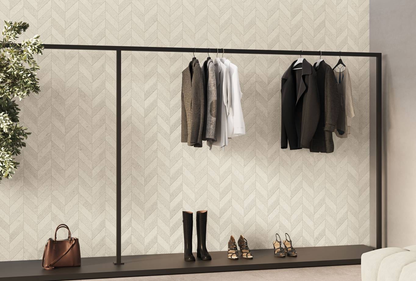 Landmark Mood Earth Limestone Chevron Mosaic