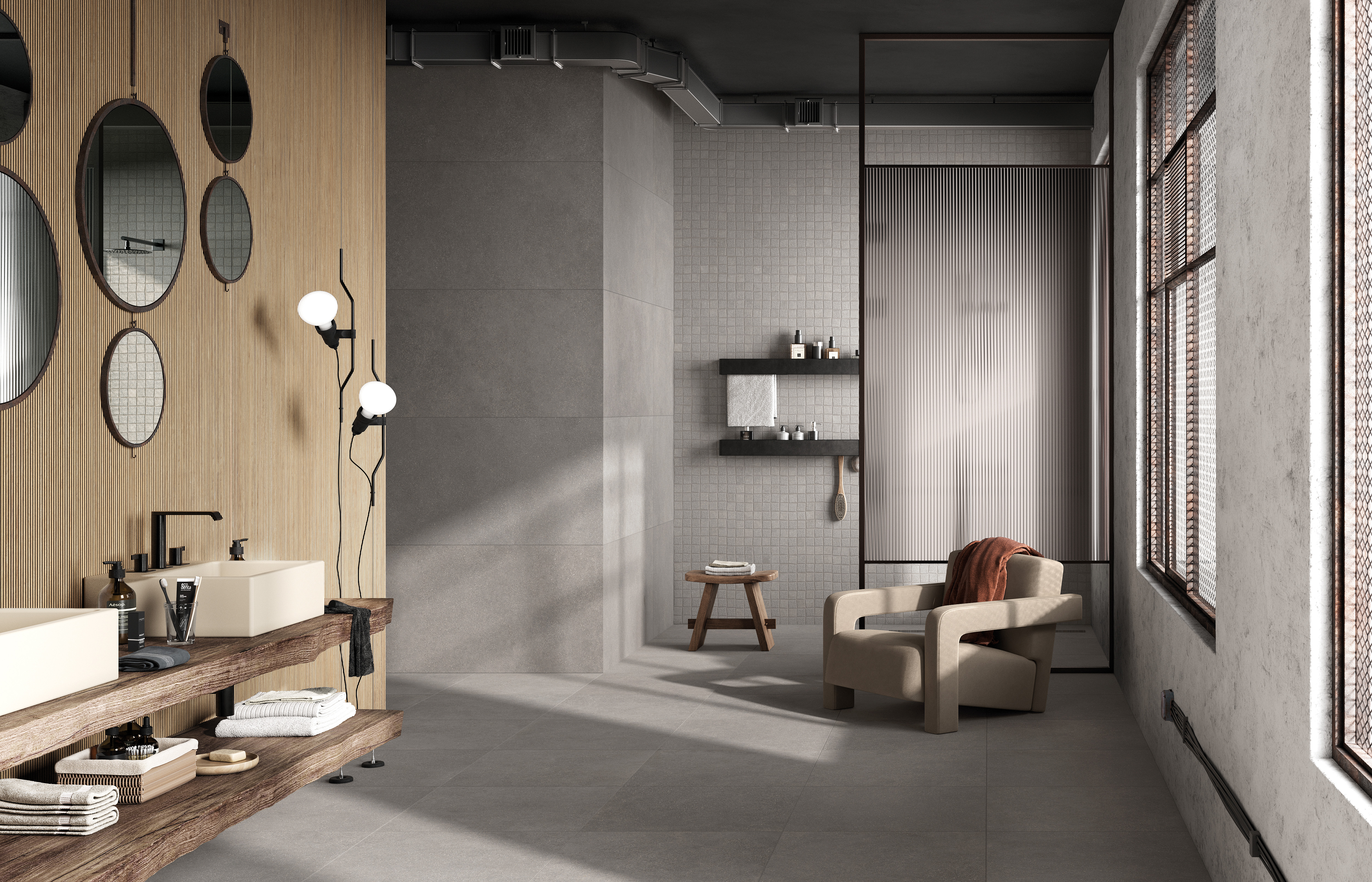 Mirage-ReConcrete-Storm-2x2-IrregularMosaic-Matte-Roomscene