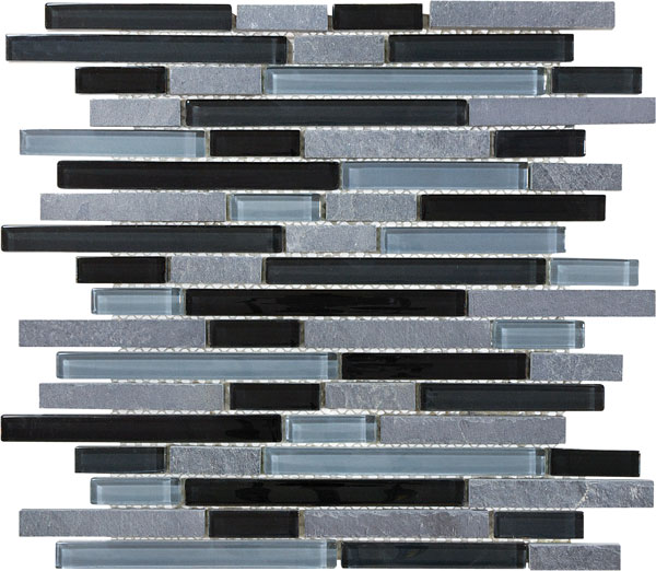 Black Timber Slate/Quartz Blend Linear Mosaic