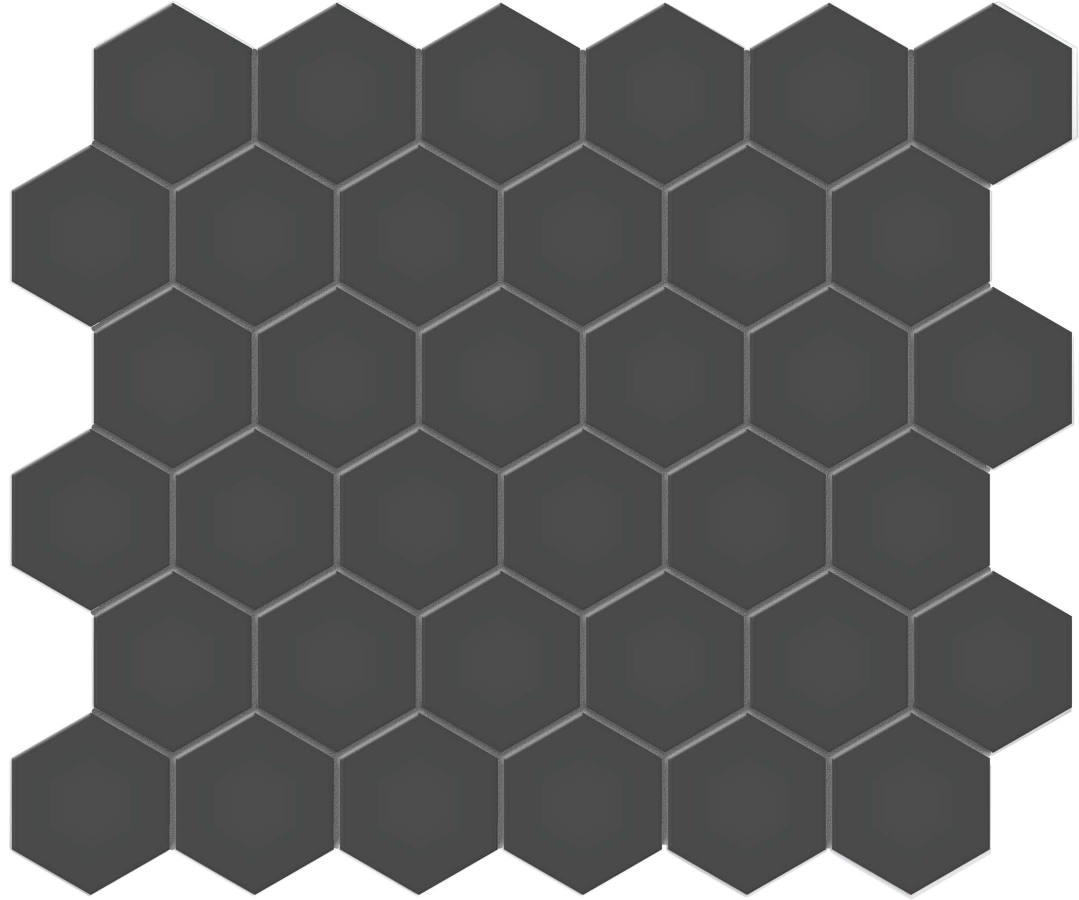 STP Sobu 2in Retro Black Hexagon Matte Glazed Porcelain Mosaic